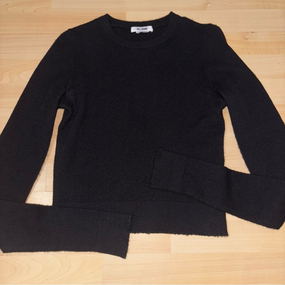 RE/DONE 100% Cashmere Crewneck Long Sleeve Top Black Small Natural Fiber Staple - Picture 3 of 14